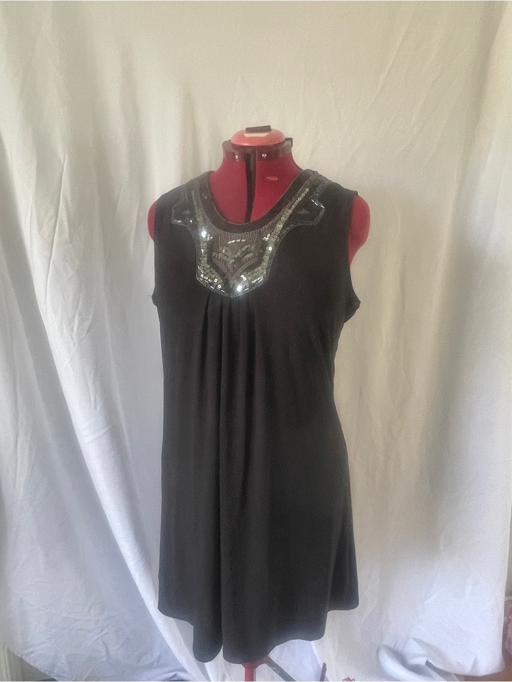Jessica Black Sleeveless Sequin Yoke Dress